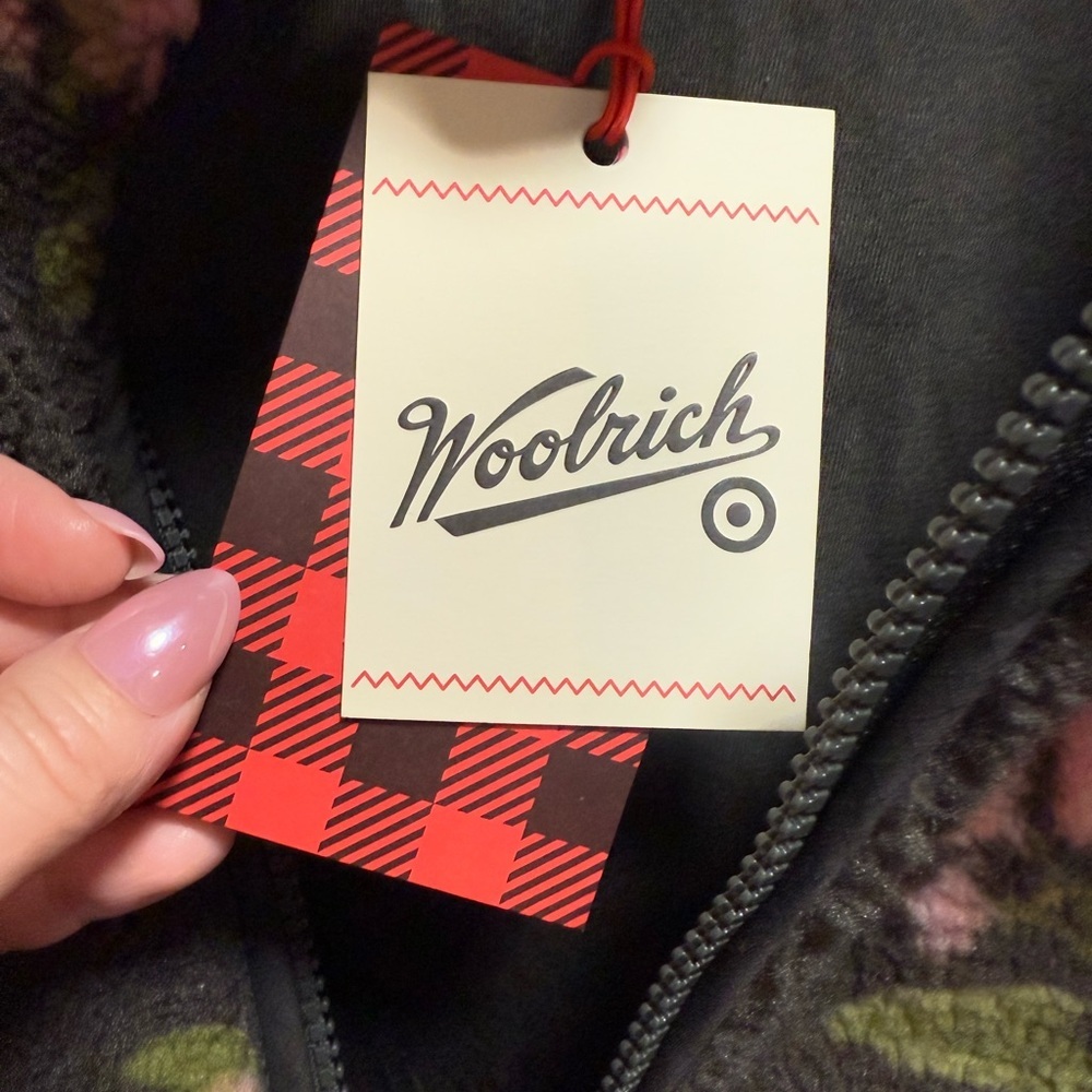 Woolrich x Target Floral Sherpa Jacket - olive green and pink. XXL - Picture 3 of 6